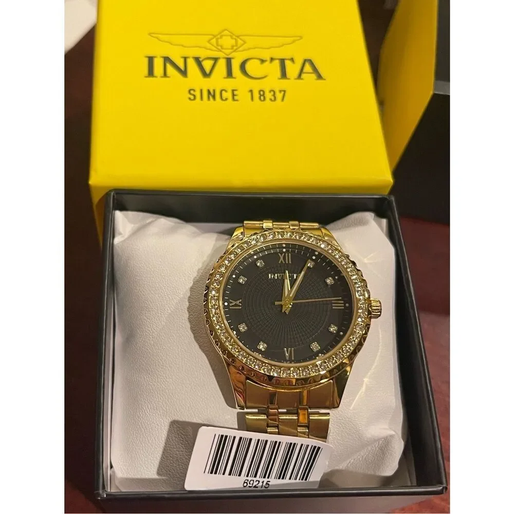 Invicta Men’s Specialty Watch - Gold & Black Crystal Accent Bracelet Watch 69215